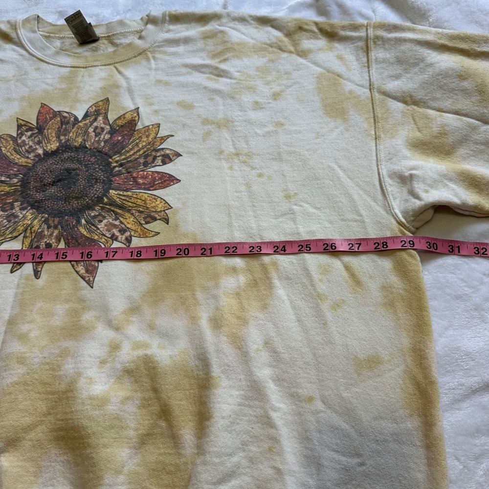 Gildan Heavy‎ Blend Yellow Tie Dye Sunflower Print Sweatshirt 3XL Womens - Picture 5 of 10